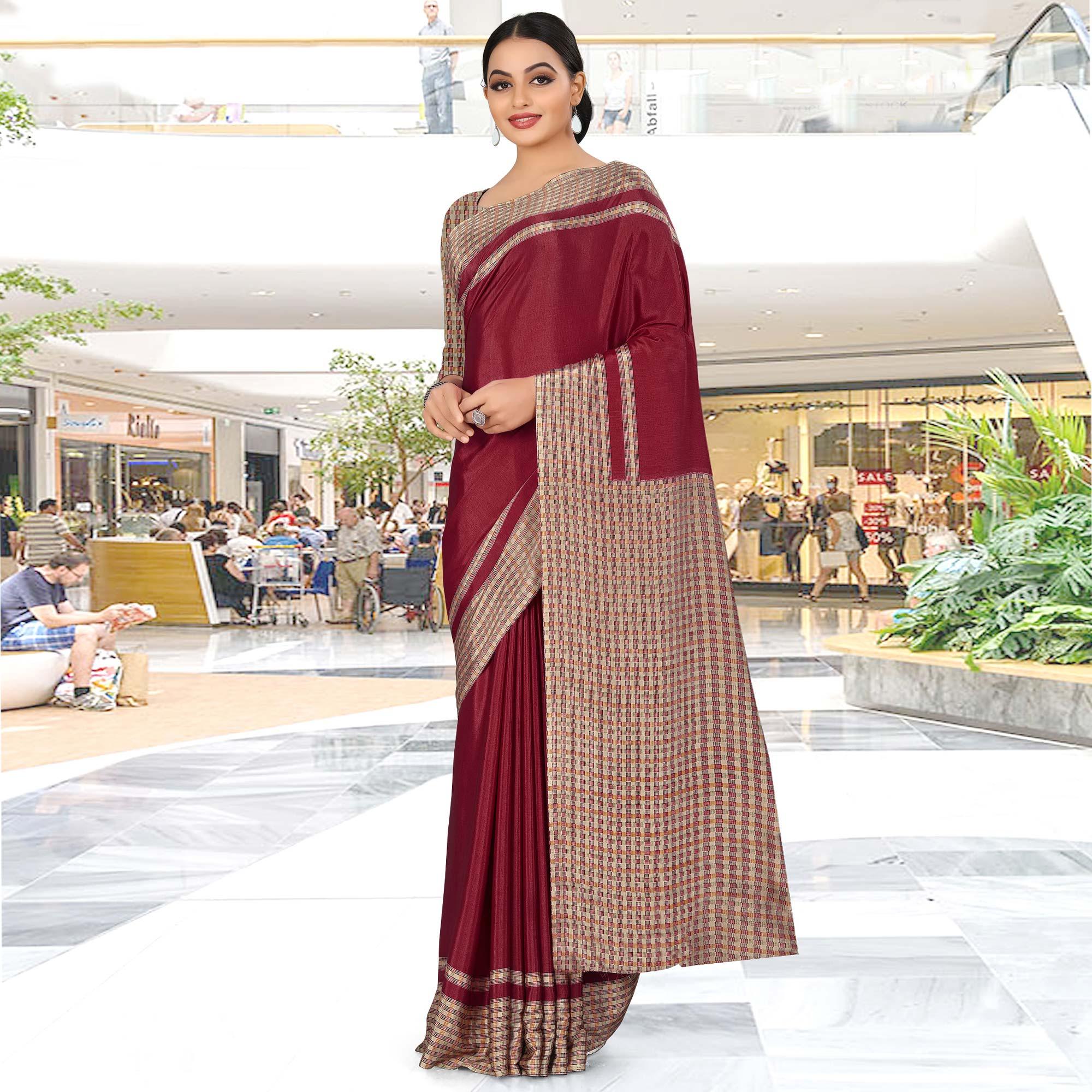 Lovely Maroon Coloured Casual Wear Printed Crepe Saree - Peachmode