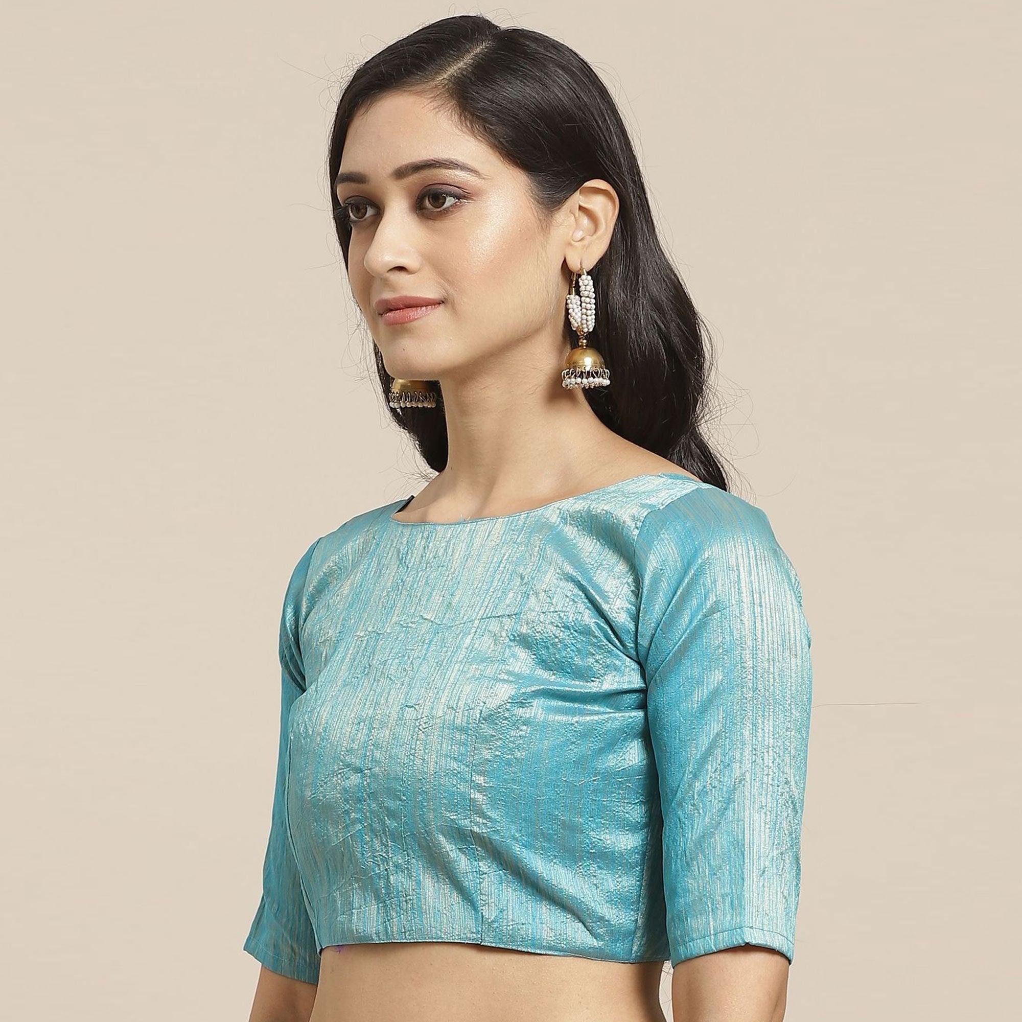 Lovely Sky Blue Colored Casual Wear Printed Poly Georgette Saree - Peachmode