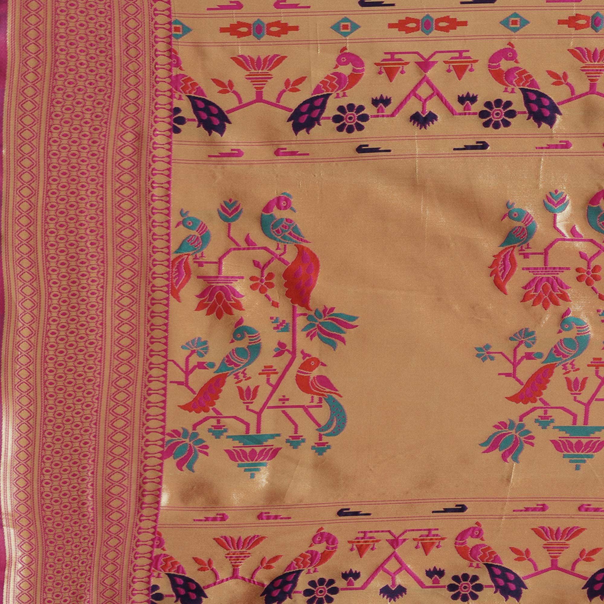 Lovely Sky Blue Colored Festive Wear Woven Silk Blend Saree - Peachmode