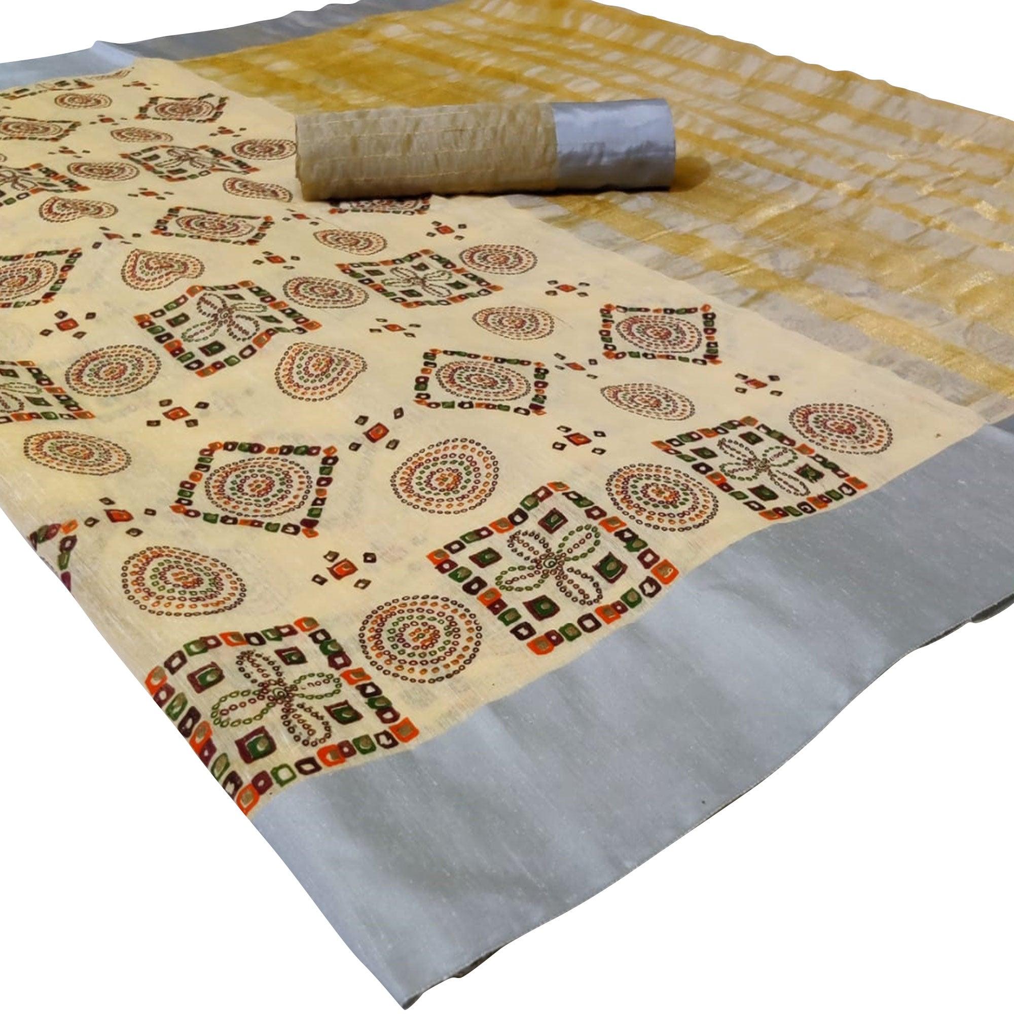 Lovely Yellow Colored Festive Wear Woven Silk Saree - Peachmode