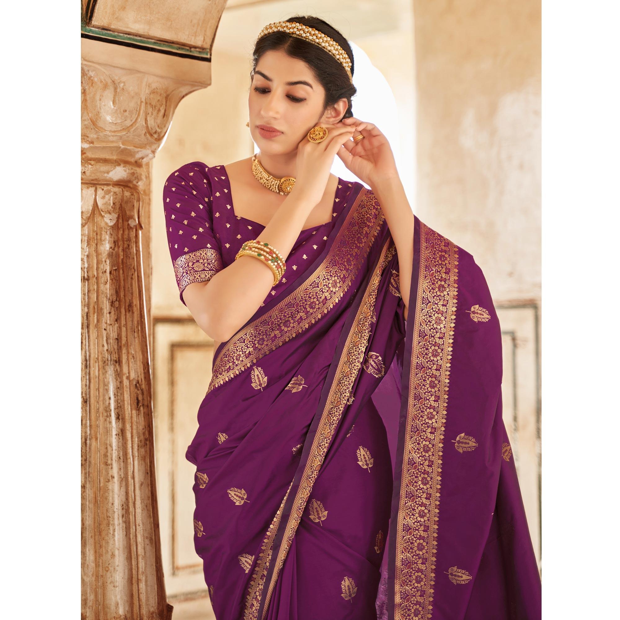Maganta Festive Wear Woven Banarasi Silk Saree - Peachmode