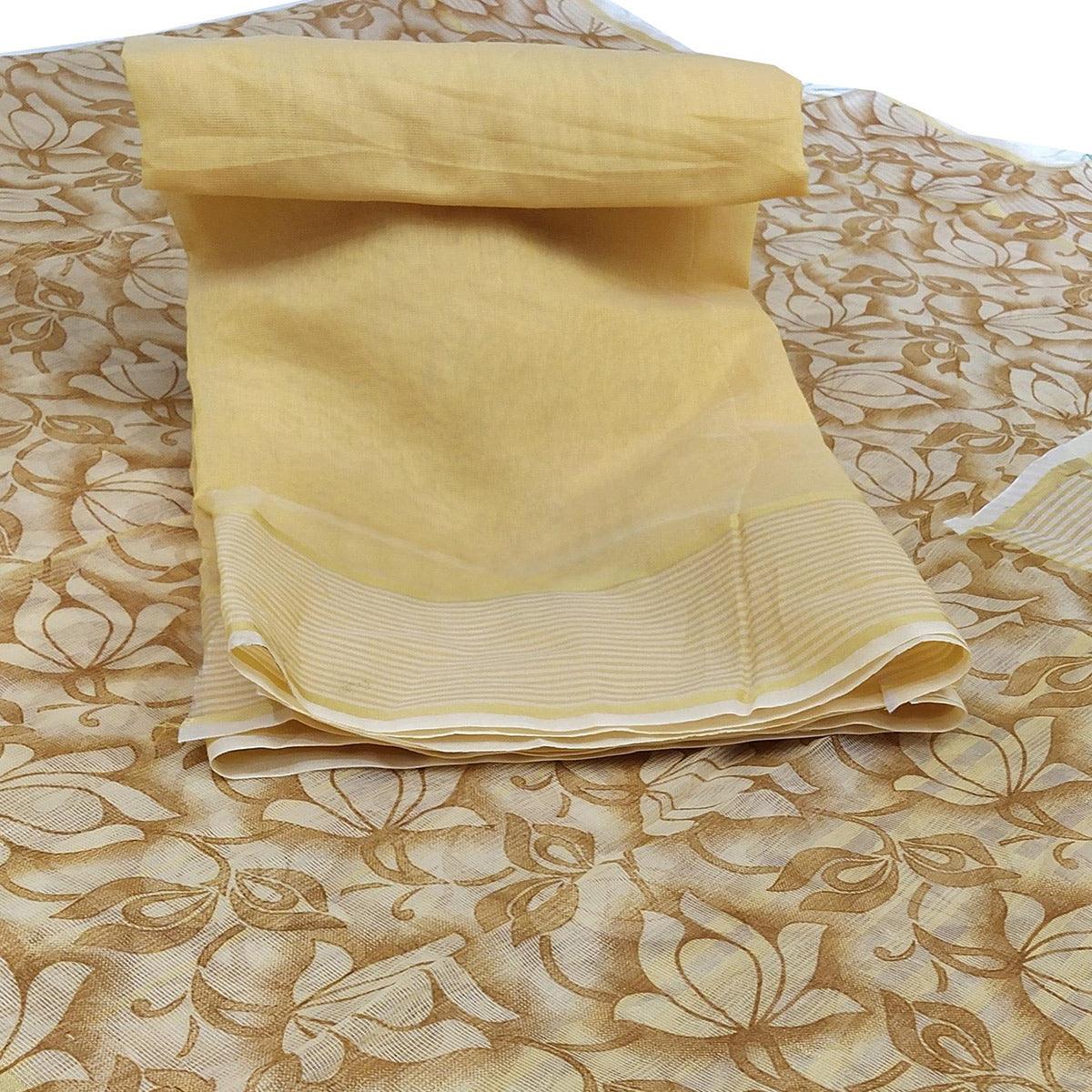 Magnetic Beige Colored Casual Wear Floral Printed Net Saree - Peachmode
