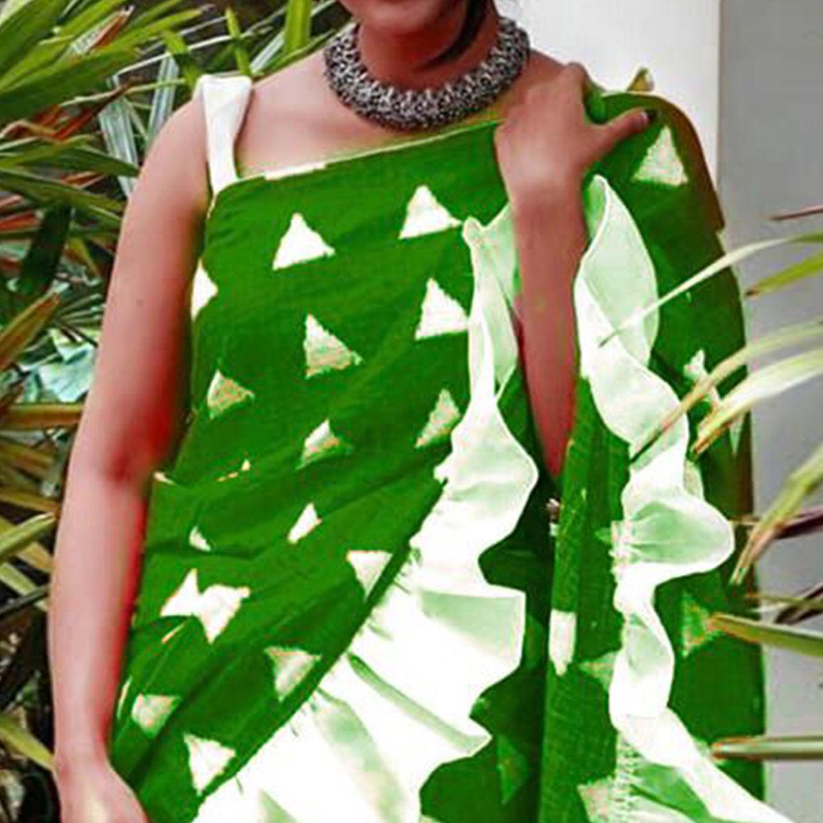 Majesty Green Colored Casual Wear Printed Art Silk Saree - Peachmode