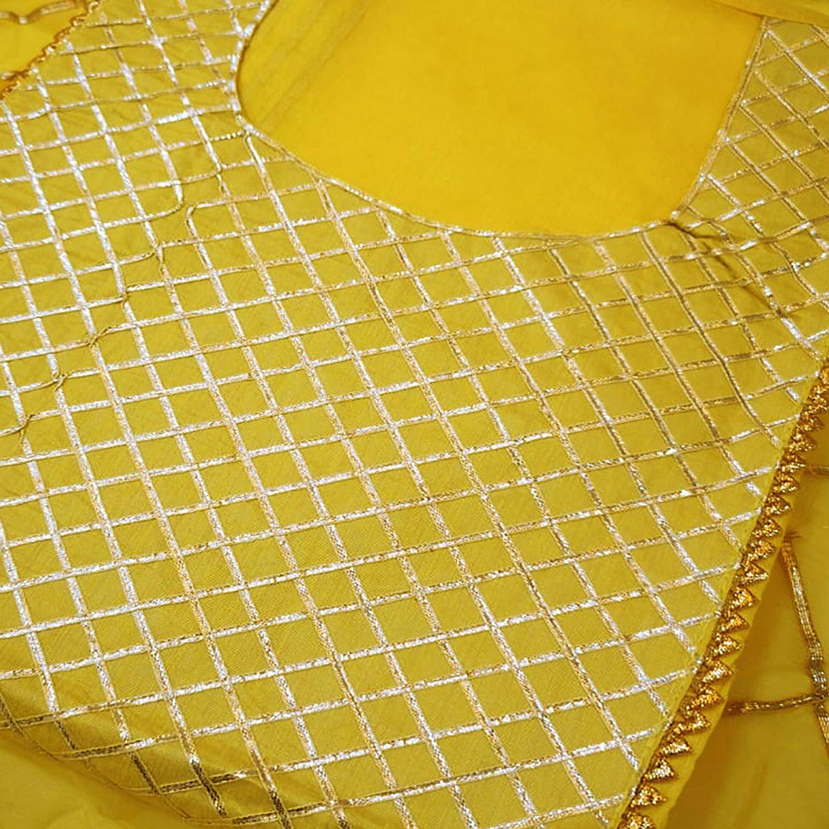 Majesty Light Yellow Colored Partywear Embroidered Modal Dress Material - Peachmode