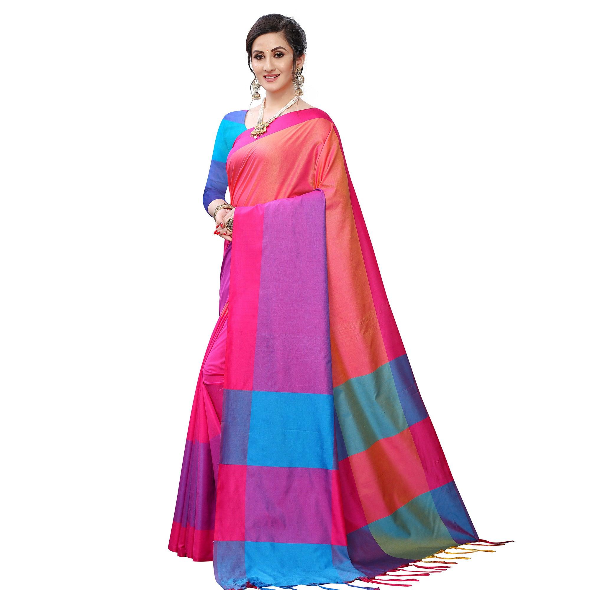 Majesty Pink Colored Festive Wear Woven Sana Silk Saree - Peachmode
