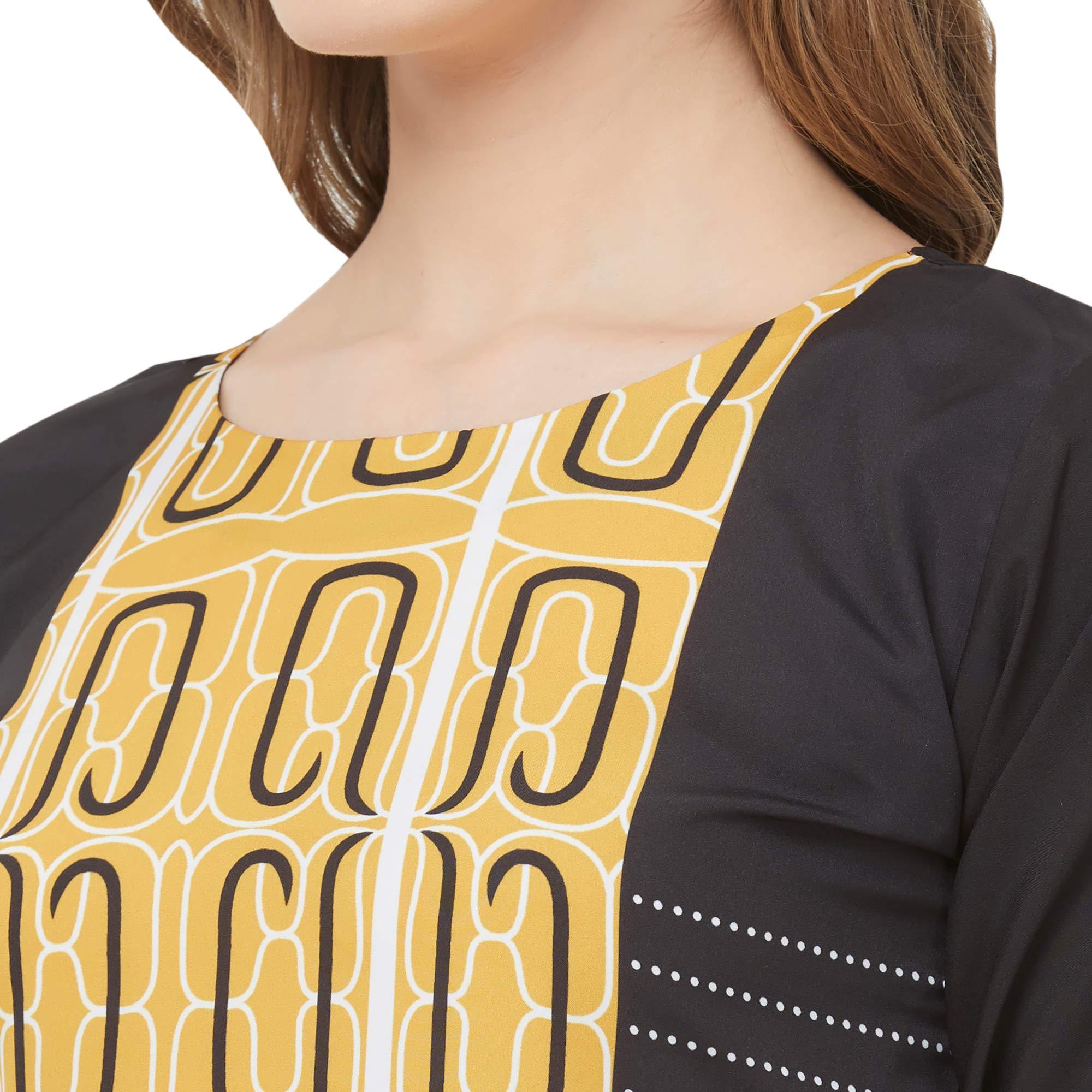 Majesty White-Yellow Colored Casual Printed Crepe Kurti - Peachmode
