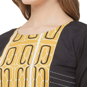 Majesty White-Yellow Colored Casual Printed Crepe Kurti - Peachmode