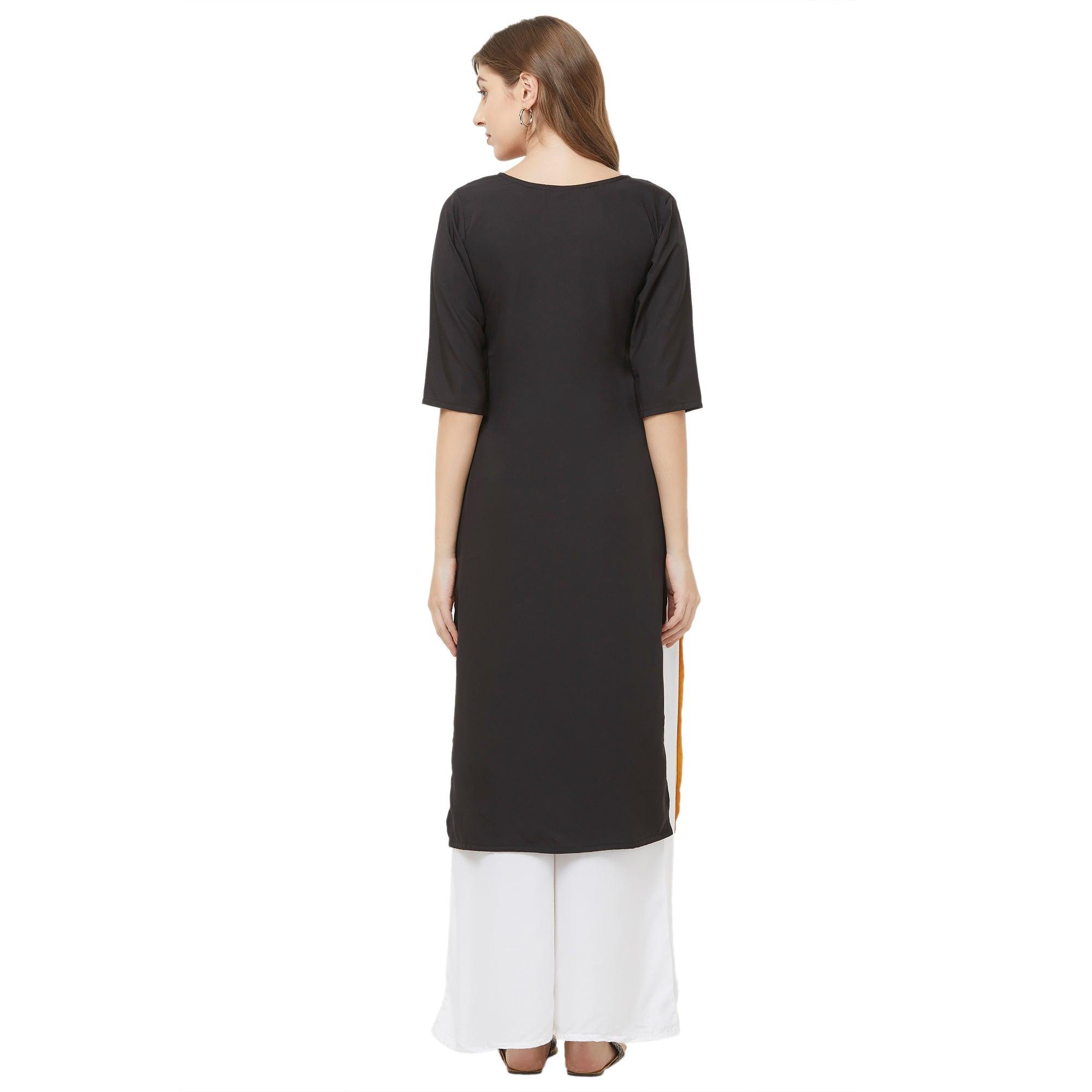 Majesty White-Yellow Colored Casual Printed Crepe Kurti - Peachmode