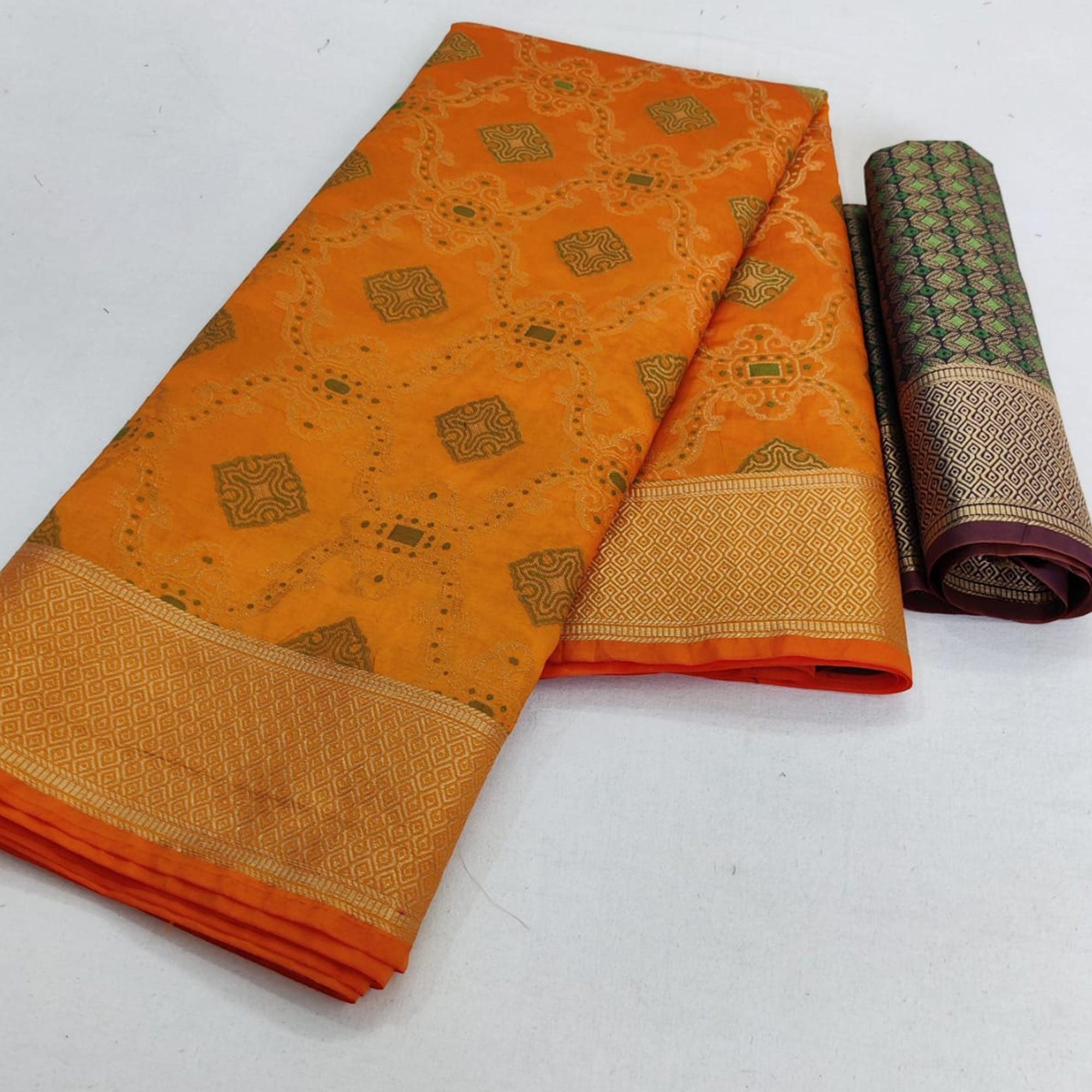 Majesty Yellow Colored Festive Wear Woven Silk Saree - Peachmode