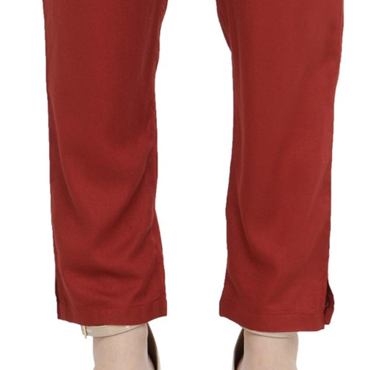 Maroon Casual Wear Cotton Pant - Peachmode