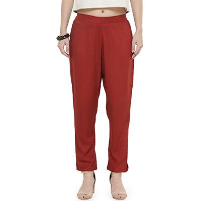 Maroon Casual Wear Cotton Pant - Peachmode