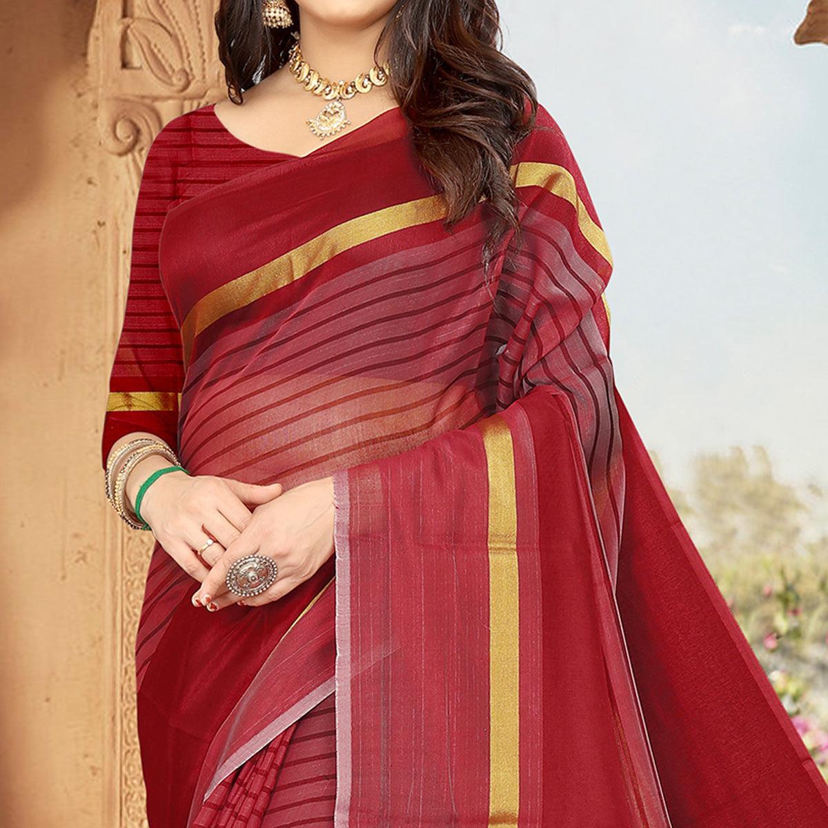 Maroon Casual Wear Printed Art Silk Saree - Peachmode