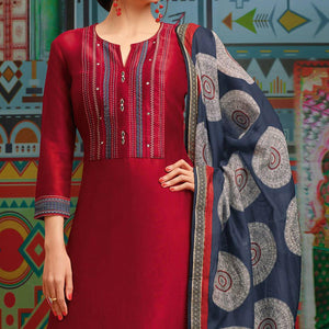 Maroon Digital Printed Chanderi Palazzo Suit - Peachmode
