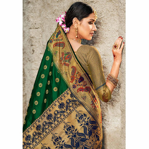Marvellous Green Coloured Woven Festive Wear Banarasi Silk Saree - Peachmode