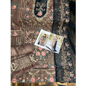 Matalic Festive Wear Floral Embroidered Straight Style Faux Georgette Palazzo Suit - Peachmode