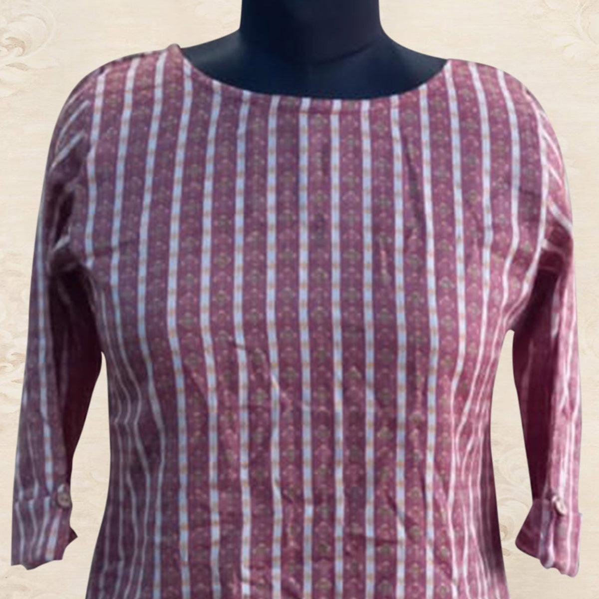 Mauve Printed Rayon Top - Peachmode