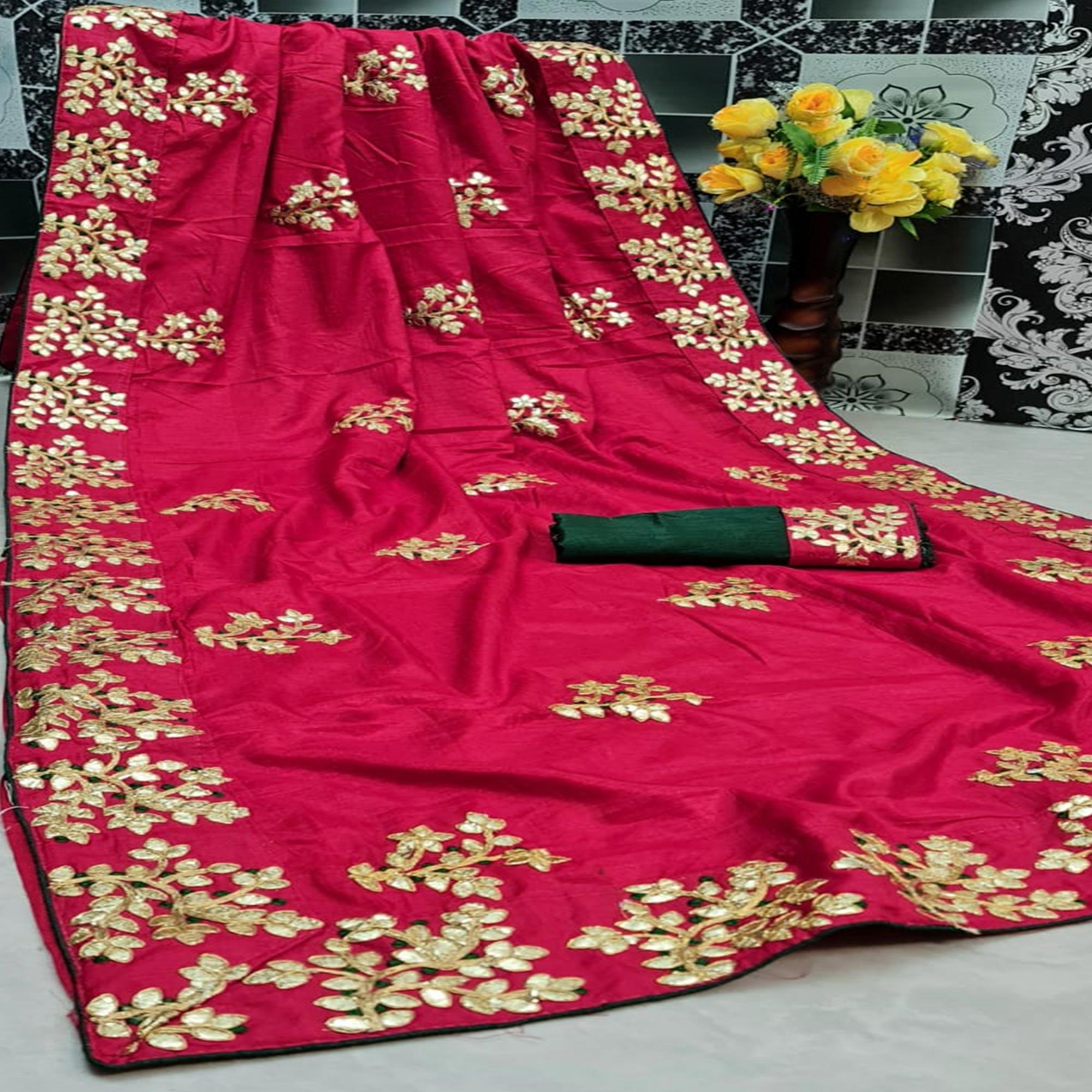 Mesmeric Pink Colored Festive Wear Butta Work Dola Silk Saree - Peachmode