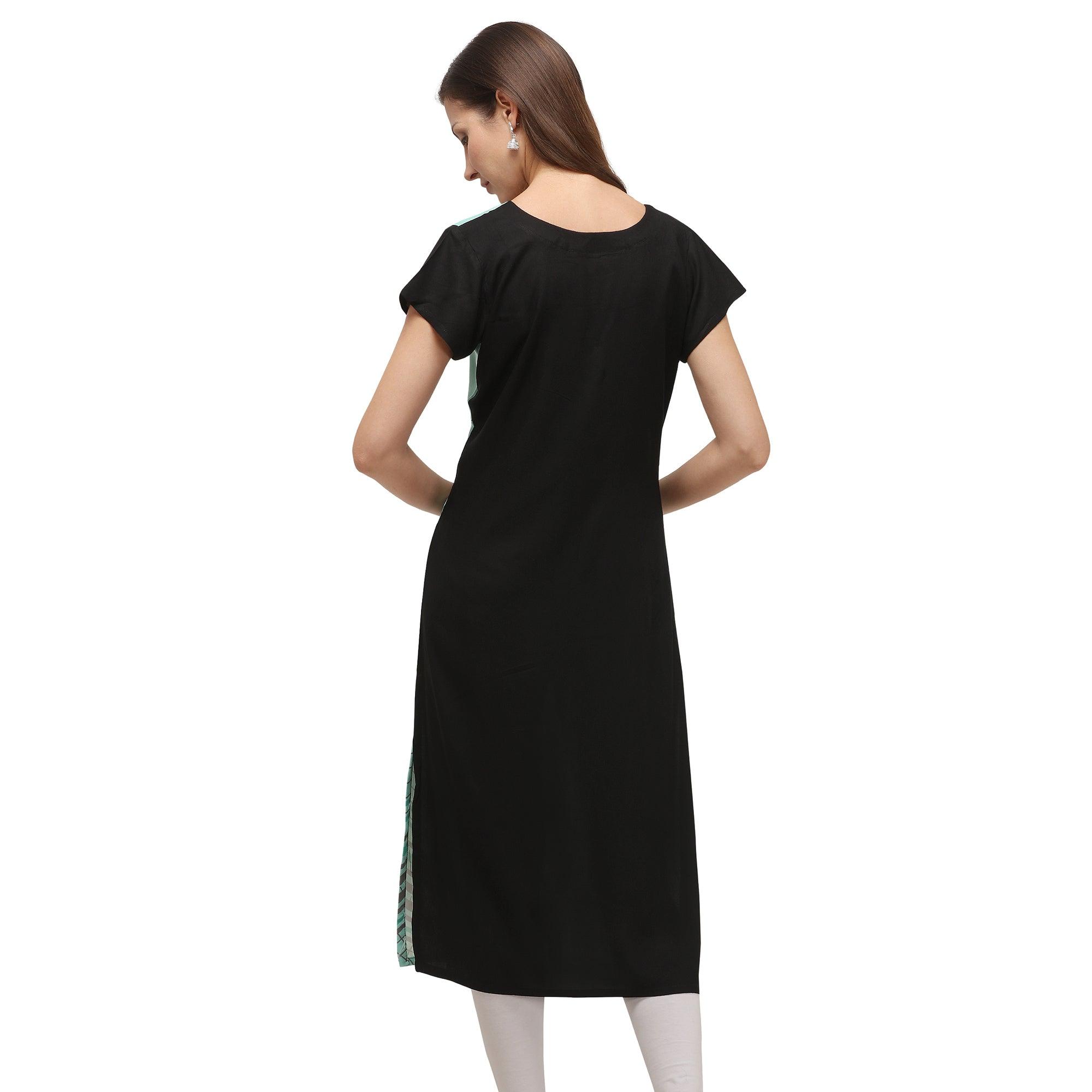 Mesmeric Turqouise Coloured Digital Printed Casual Wear Kurti - Peachmode