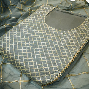 Mesmerising Gray Colored Partywear Embroidered Modal Dress Material - Peachmode