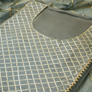 Mesmerising Gray Colored Partywear Embroidered Modal Dress Material - Peachmode