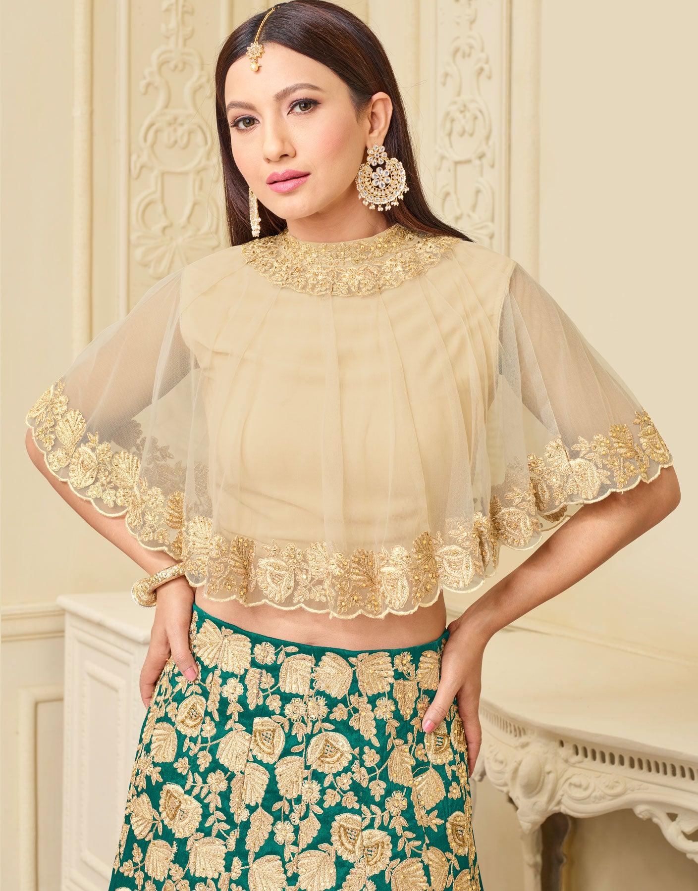 Mesmerising Green Designer Embroidered Mulberry Silk Lehenga Choli - Peachmode