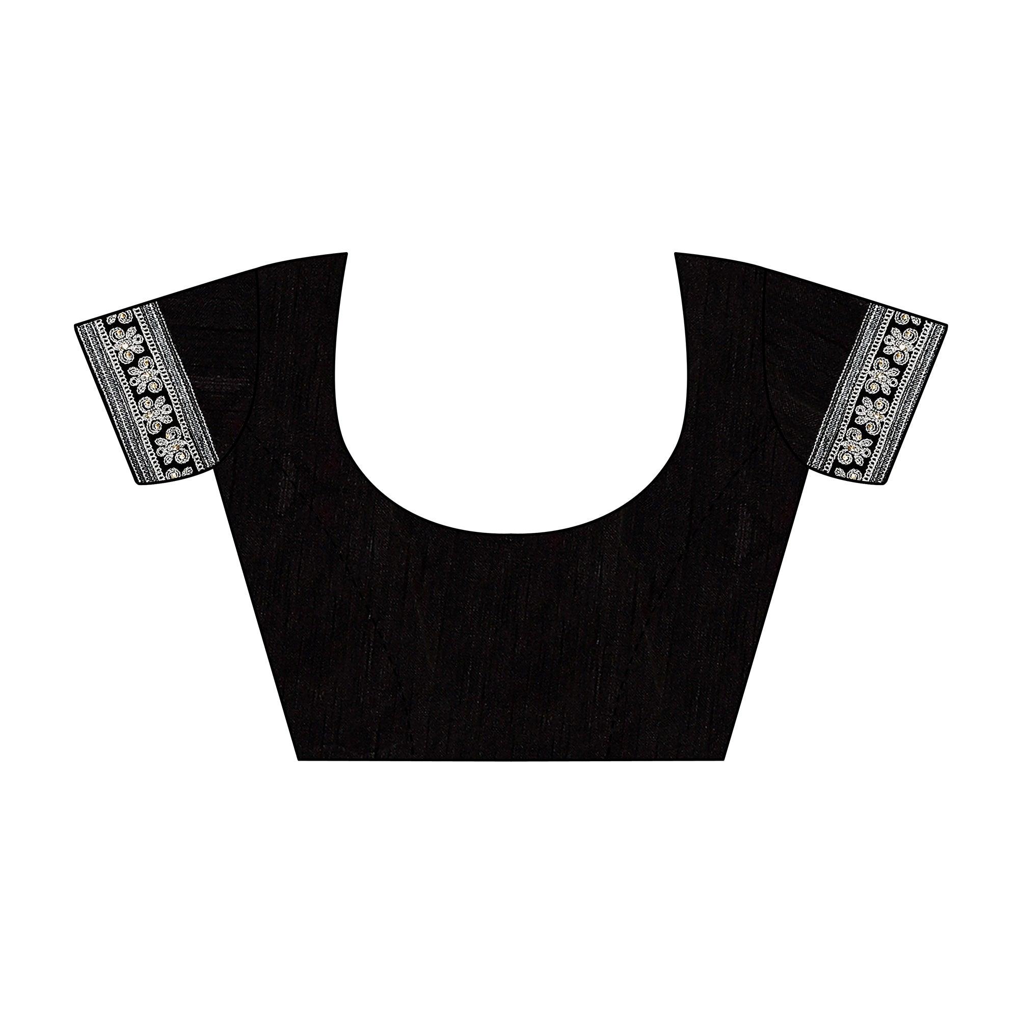 Mesmerising Grey Colored Partywear Embroidered Jacquard Saree - Peachmode