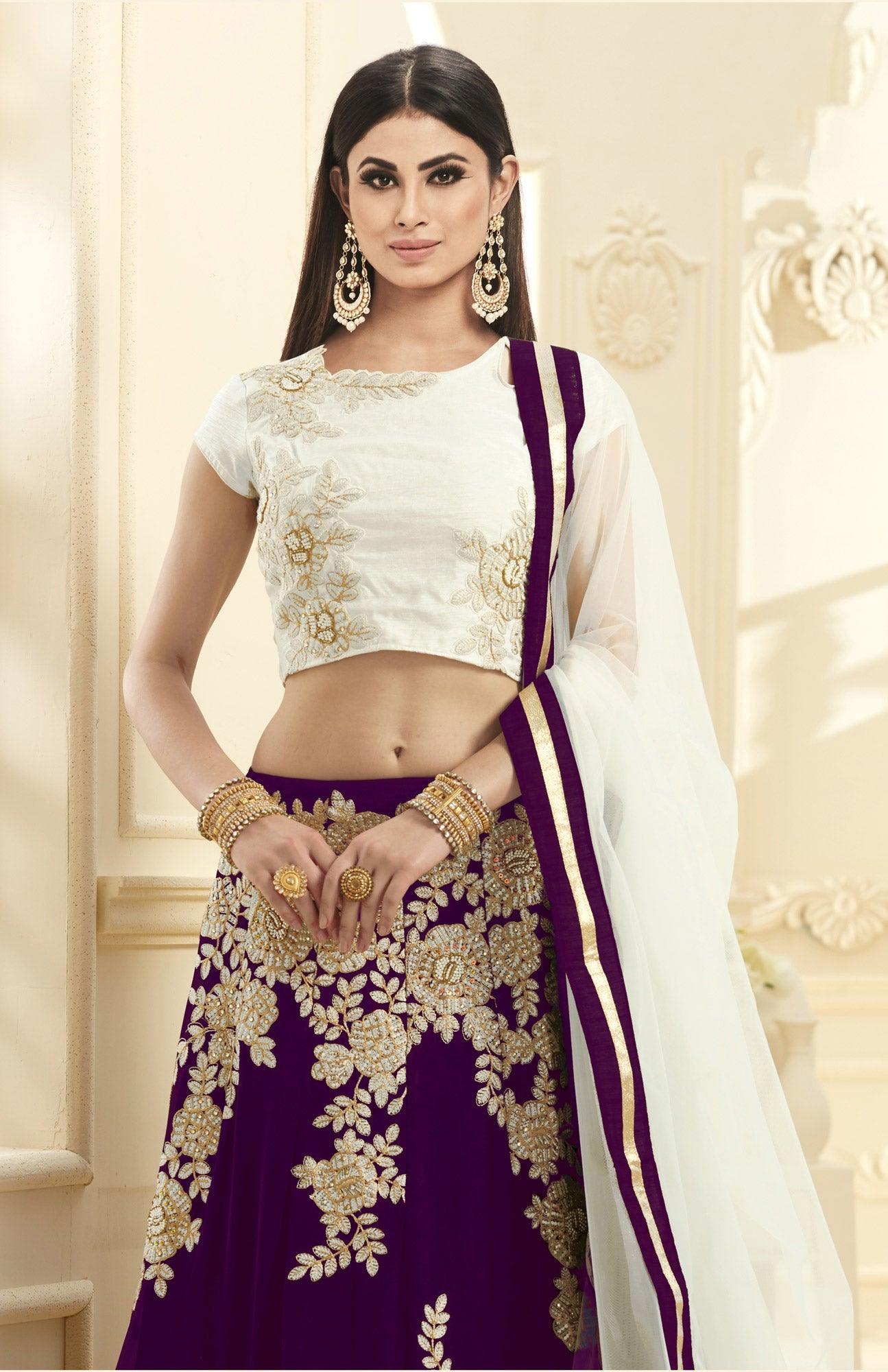 Mesmerising Magenta Colored Designer Embroidered Georgette Lehenga Choli - Peachmode