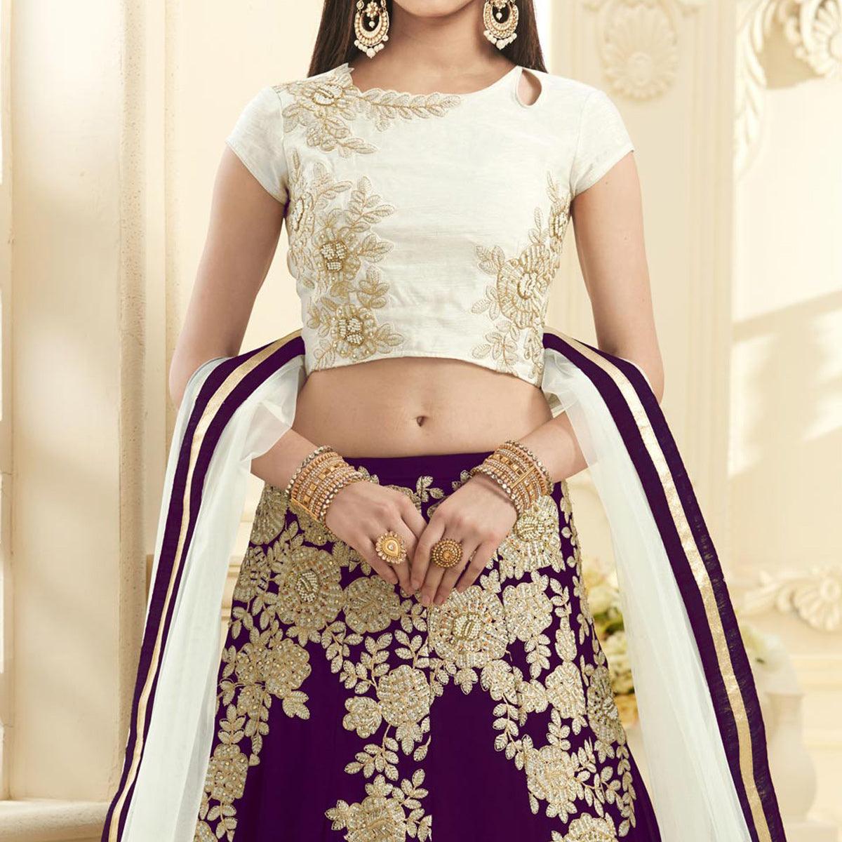 Mesmerising Magenta Colored Designer Embroidered Georgette Lehenga Choli - Peachmode