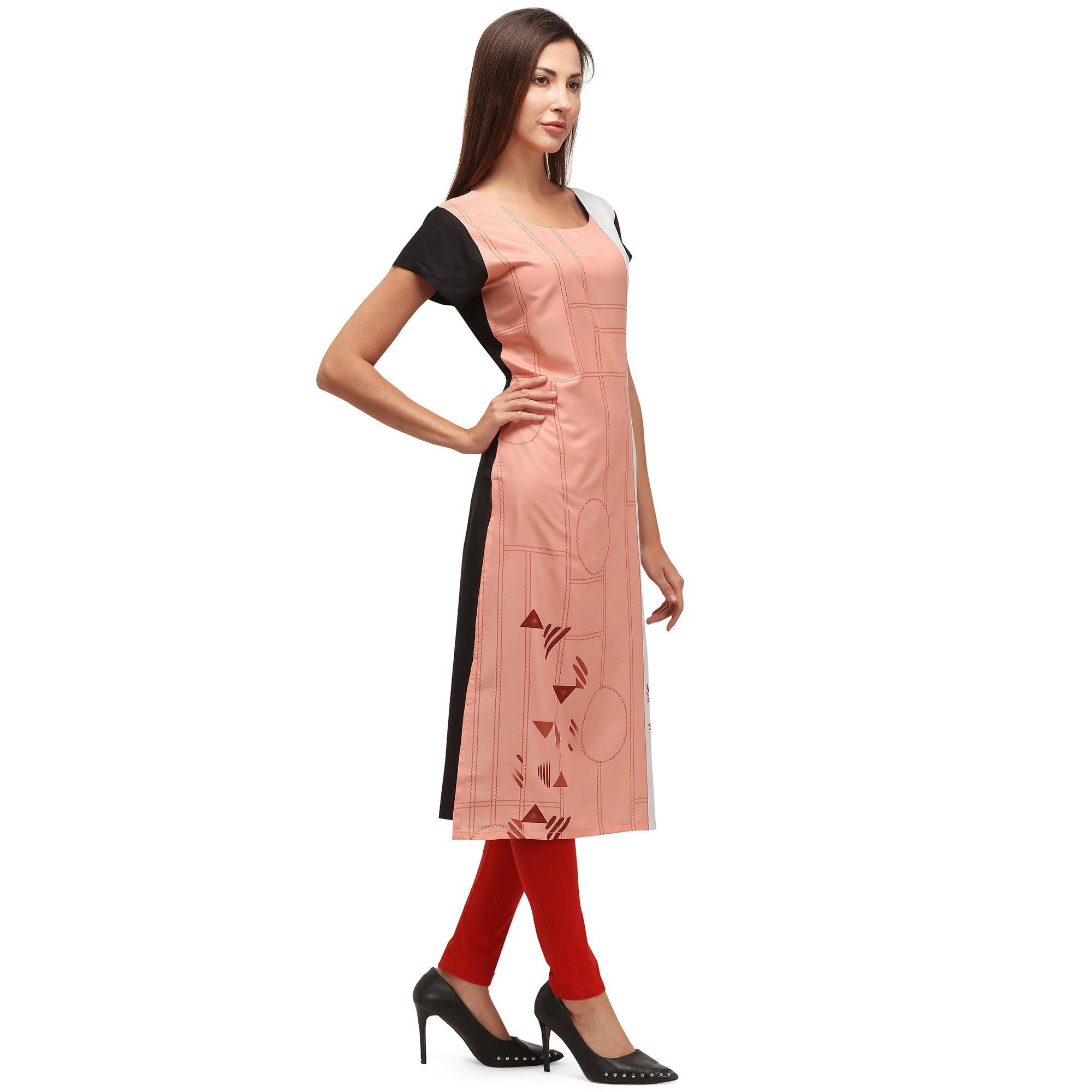 Mesmerising Peach Coloured Digital Printed Casual Wear Kurti - Peachmode