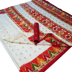 Mesmerising White Colored Festive Wear Foil Printed Silk Saree - Peachmode