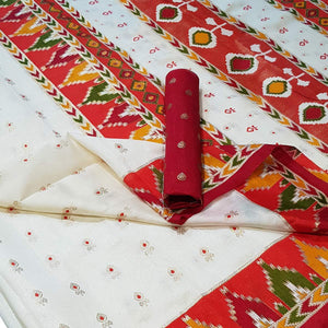 Mesmerising White Colored Festive Wear Foil Printed Silk Saree - Peachmode