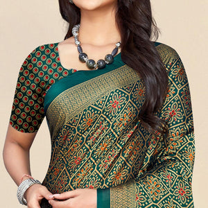 Morpich Bandhani Printed Chiffon Saree - Peachmode
