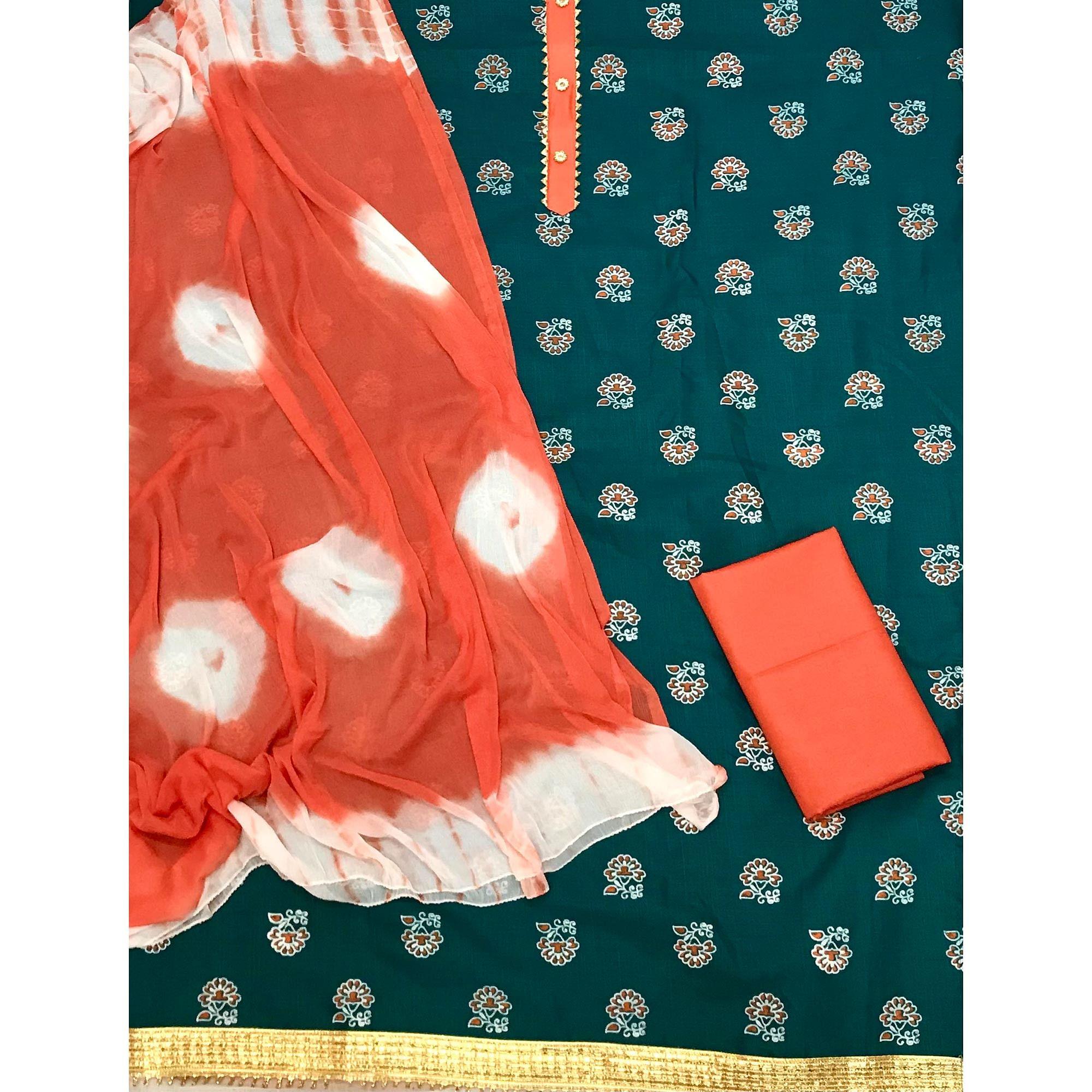 Morpich Casual Wear Printed Cotton Dress Material - Peachmode