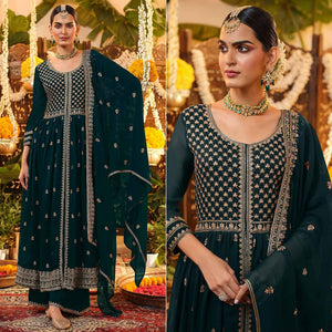 Morpich Embroidered Georgette Anarkali Suit - Peachmode