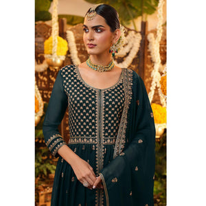 Morpich Embroidered Georgette Anarkali Suit - Peachmode