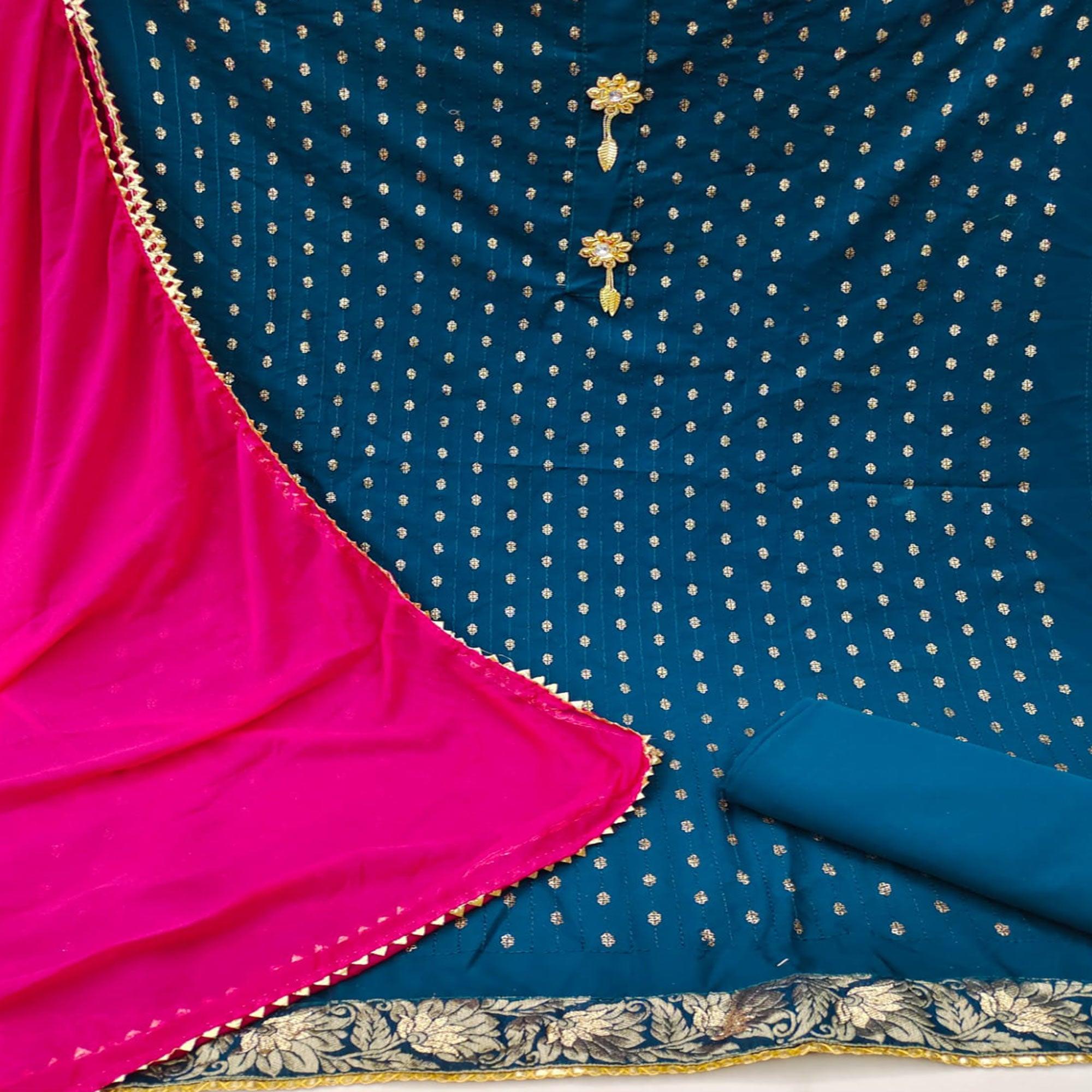 Morpich Festive Wear Sequence Work Cotton Dress Material - Peachmode