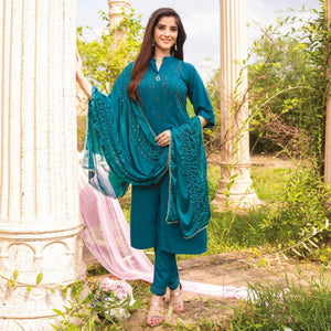 Morpich Swarovski Work Rayon Salwar Suit - Peachmode