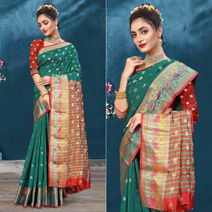 Morpich Woven Art Silk Saree - Peachmode