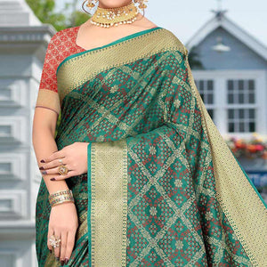 Morpich Woven Jacquard Saree - Peachmode