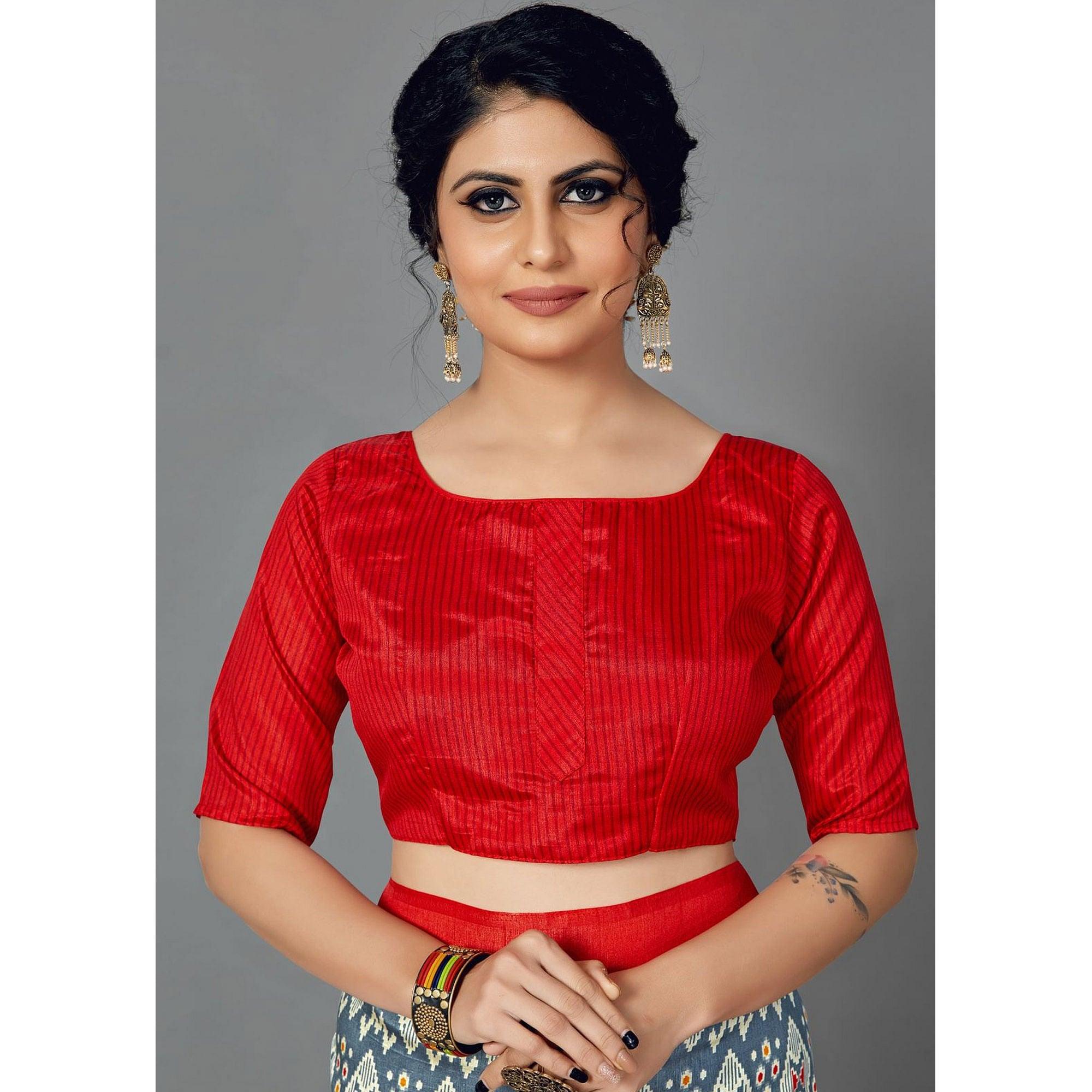 Multi Casual Art Silk Printed Saree With Unstitched Blouse - Peachmode