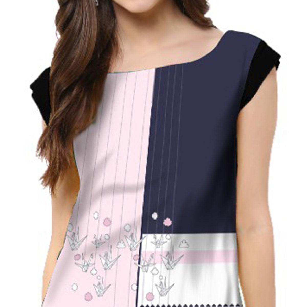 Multi Color Casual Wear Digital Printed Crepe Kurti - Peachmode