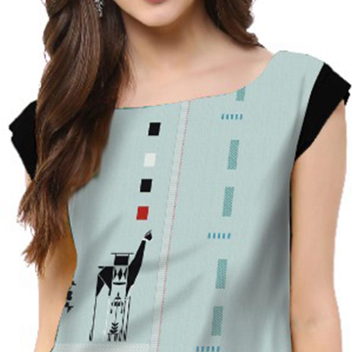 Multi Color Casual Wear Digital Printed Crepe Kurti - Peachmode