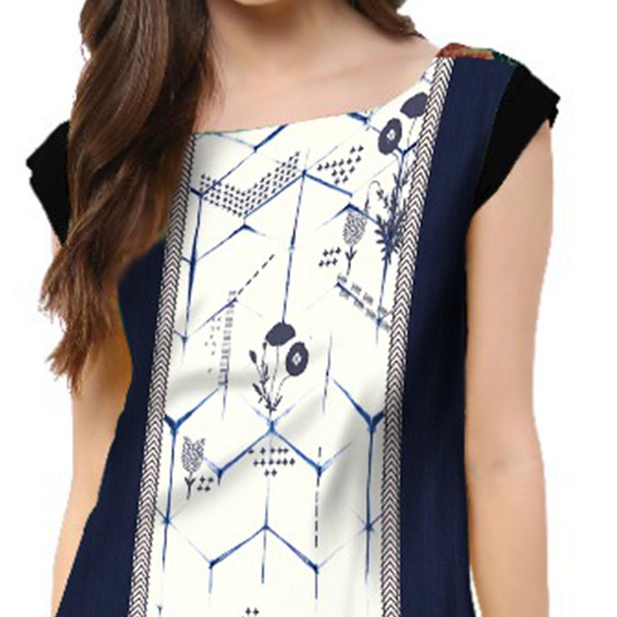 Multi Color Casual Wear Digital Printed Crepe Kurti - Peachmode