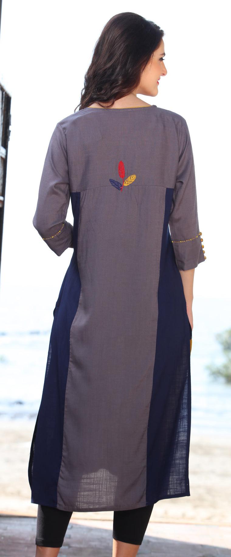 Multi Colored Designer Casual Rayon Kurti - Peachmode