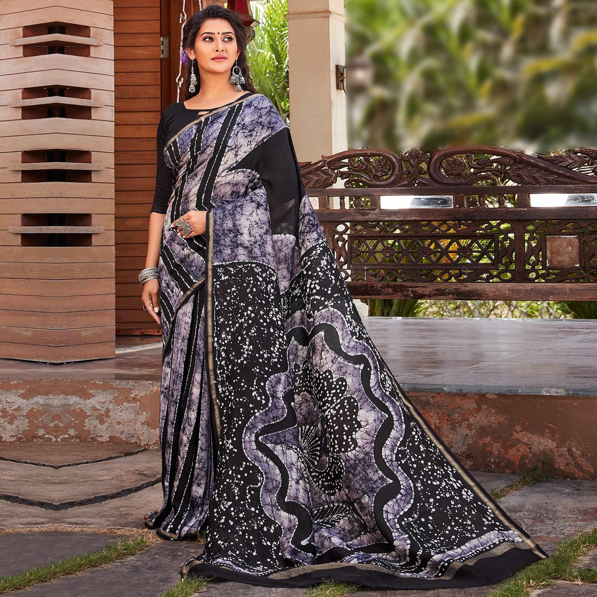 Multicolor Casual Wear Printed Cotton Saree - Peachmode
