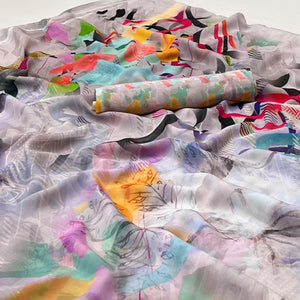 Multicolor Digital Printed Georgette Saree - Peachmode