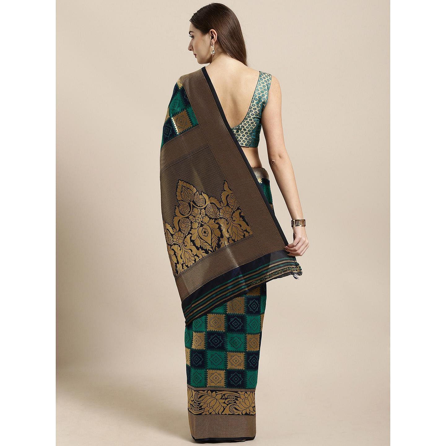 Multicolor Festive Wear Woven Kanjivaram Silk Saree - Peachmode