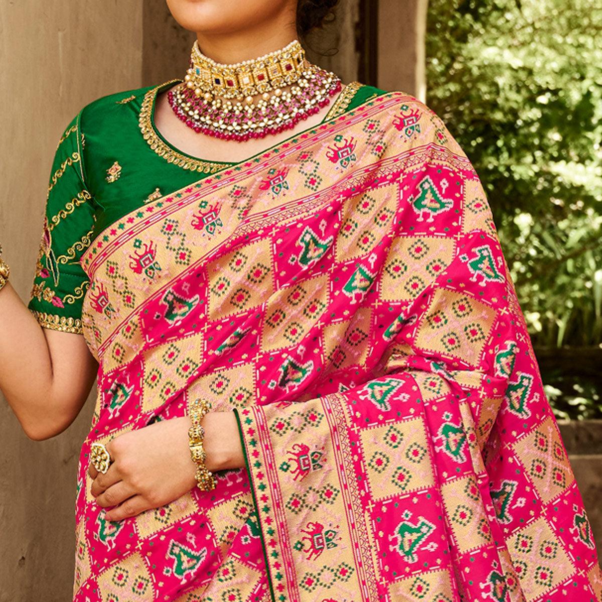 Multicolor Festive Wear Woven Silk Saree - Peachmode