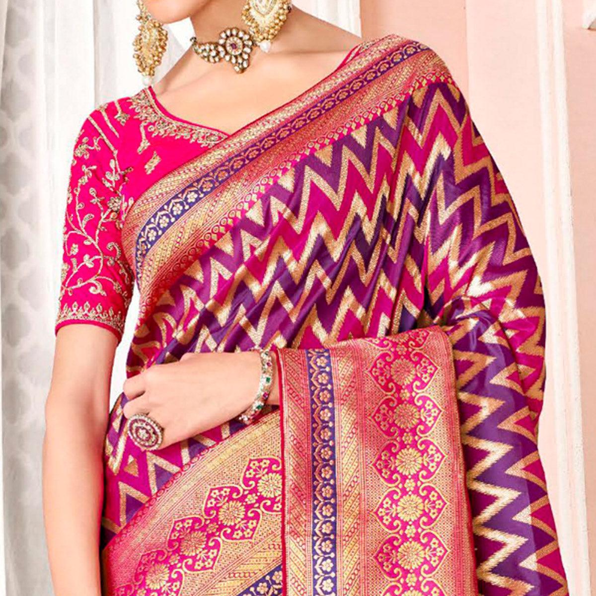 Multicolor Festive Wear Woven Silk Saree - Peachmode