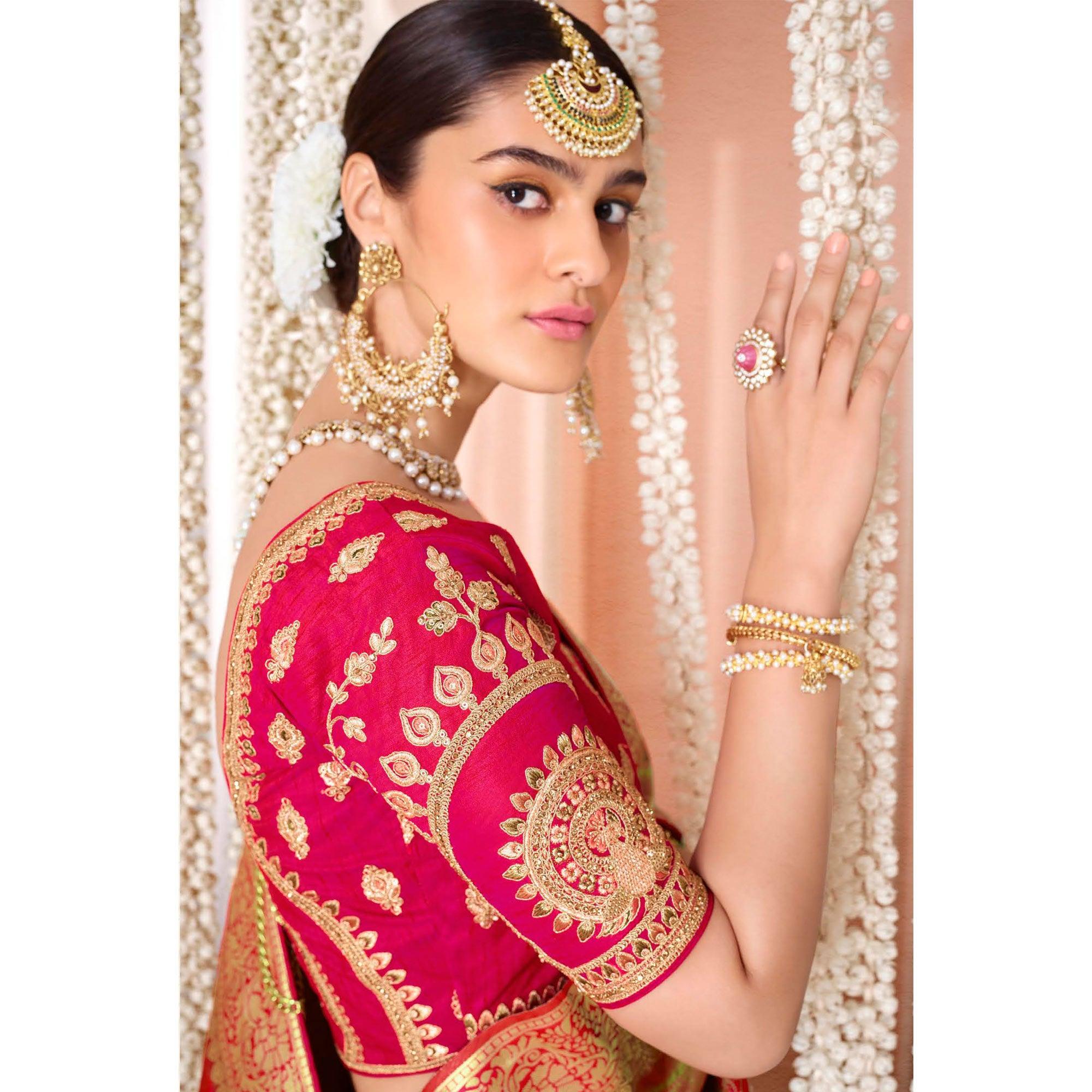 Multicolor Festive Wear Woven Silk Saree - Peachmode